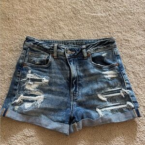 American Eagle Outfitters Women's Ripped Blue Jean Shorts